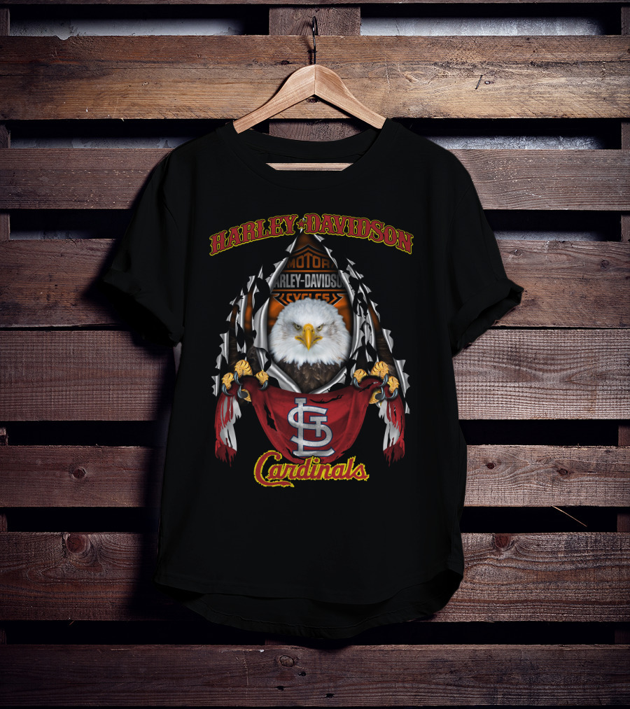 Harley Davidson St Louis Cardinals Bald Eagle T-Shirt