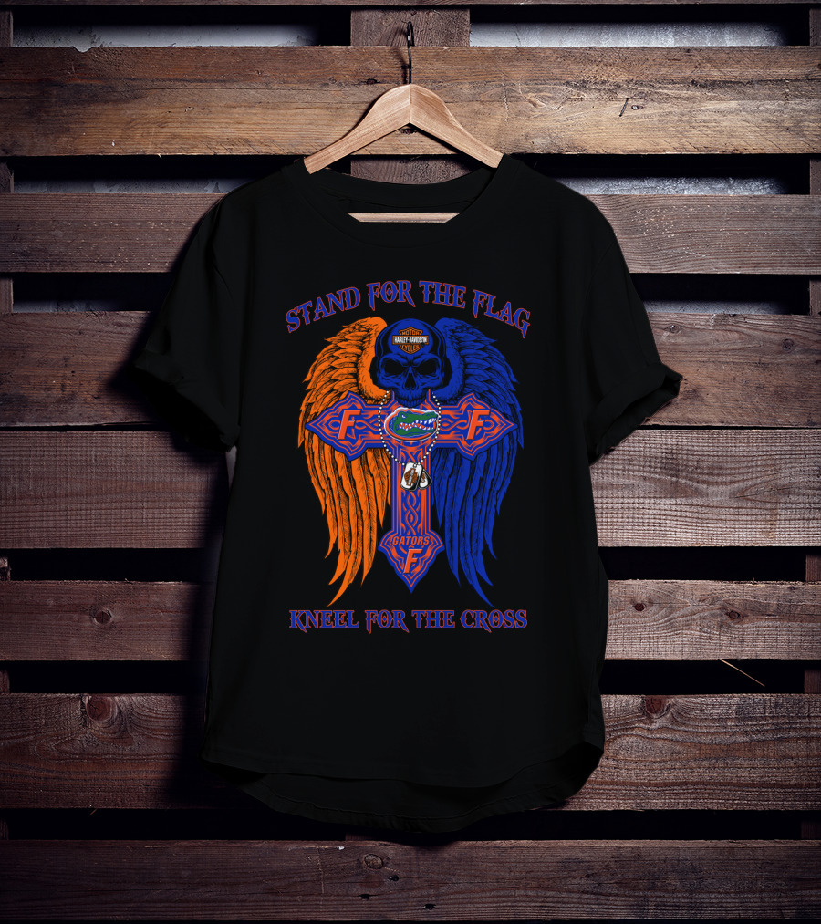 Stand For The Flag Kneel For The Cross Florida Gators Harley Davidson T-Shirt