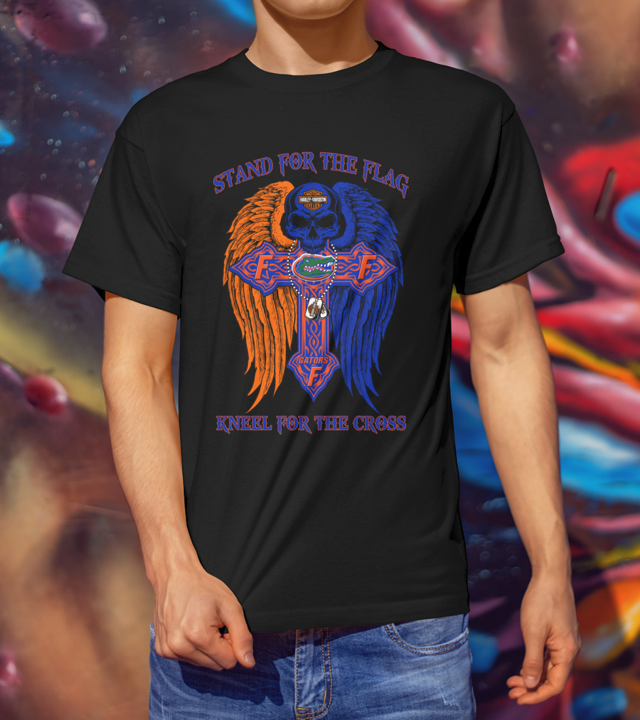 Stand For The Flag Kneel For The Cross Florida Gators Harley Davidson T-Shirt
