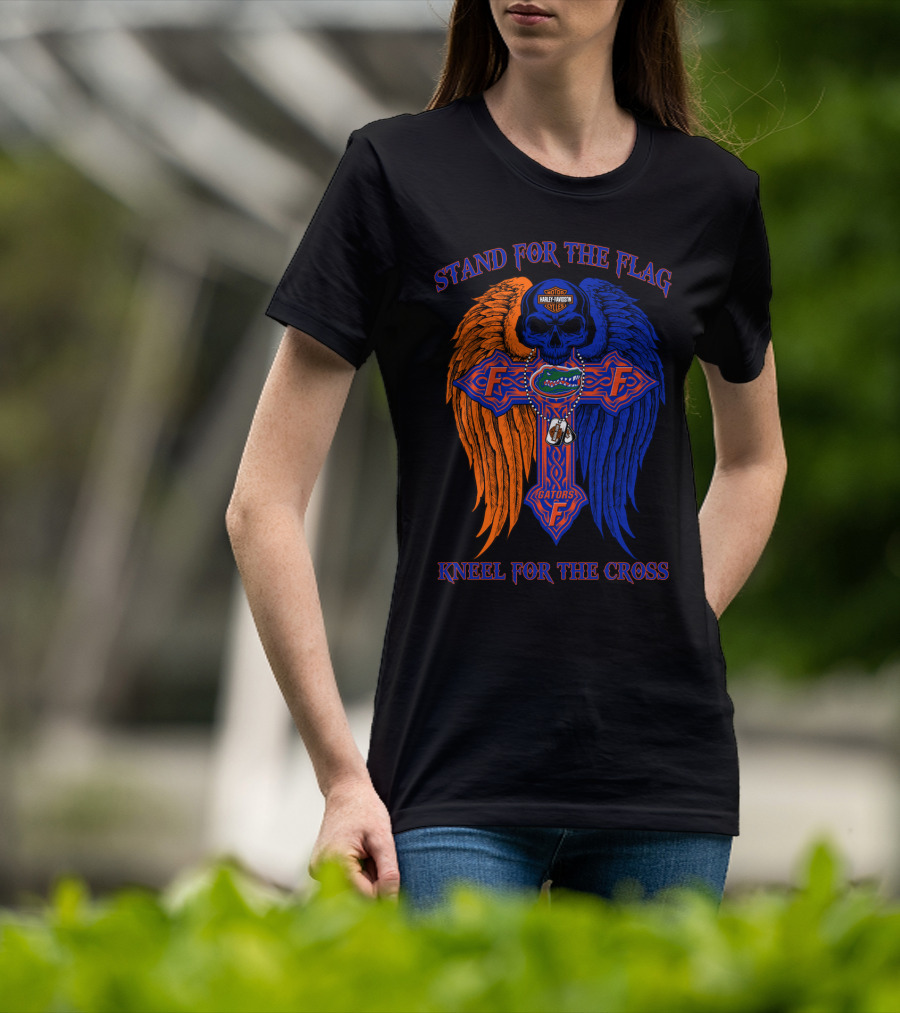 Stand For The Flag Kneel For The Cross Florida Gators Harley Davidson T-Shirt