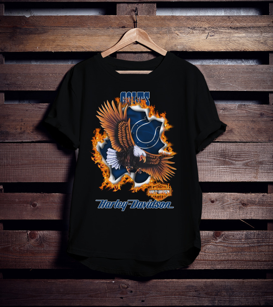 Colts Harley Davidson Eagle With Flame T-Shirt