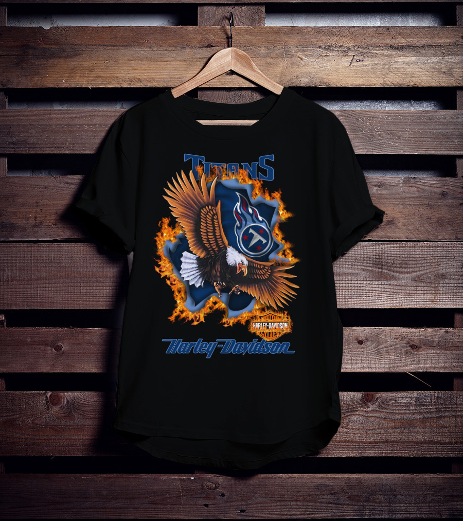 Tennessee Titans Harley Davidson Fire Eagle Nfl 84 T-Shirt