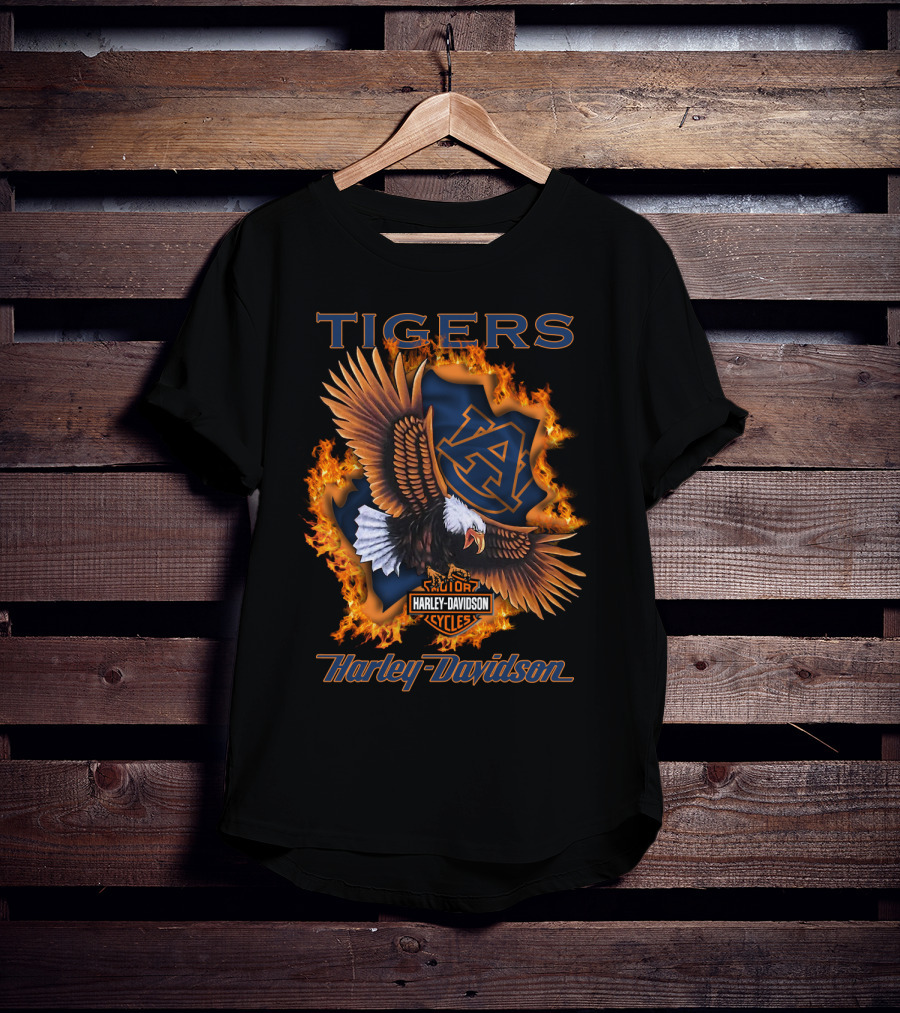 Harley Davidson Auburn Tigers Ncaa Eagle Fire Symbol T-Shirt