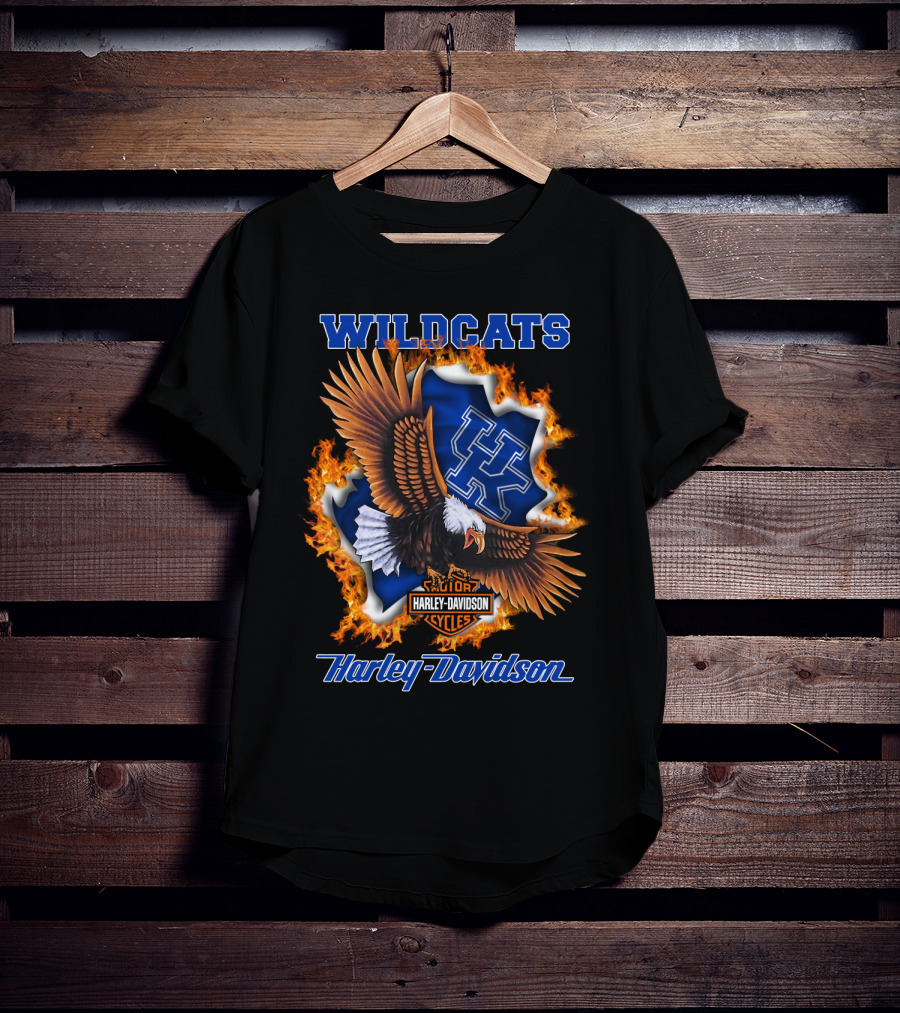 Kentucky Wildcats Harley Davidson Ncaa Eagle Flame T-Shirt