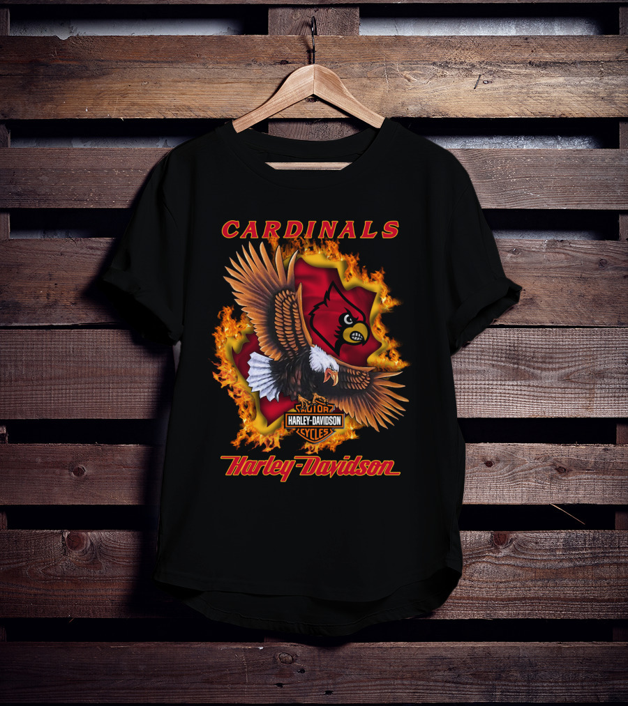 Cardinals Harley Davidson Cycles Eagle Flame T-Shirt
