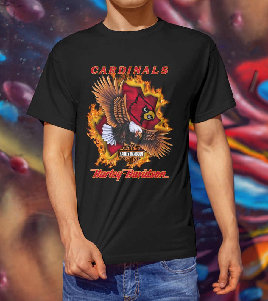 Cardinals Harley Davidson Cycles Eagle Flame T-Shirt