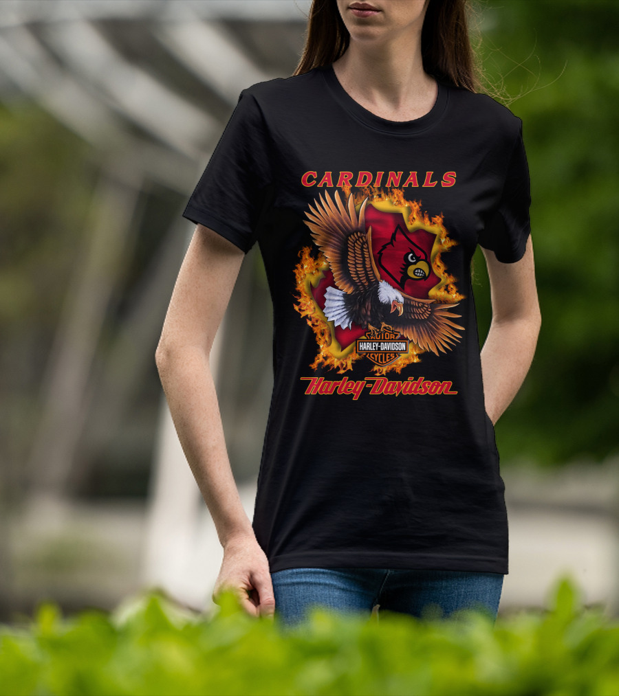 Cardinals Harley Davidson Cycles Eagle Flame T-Shirt