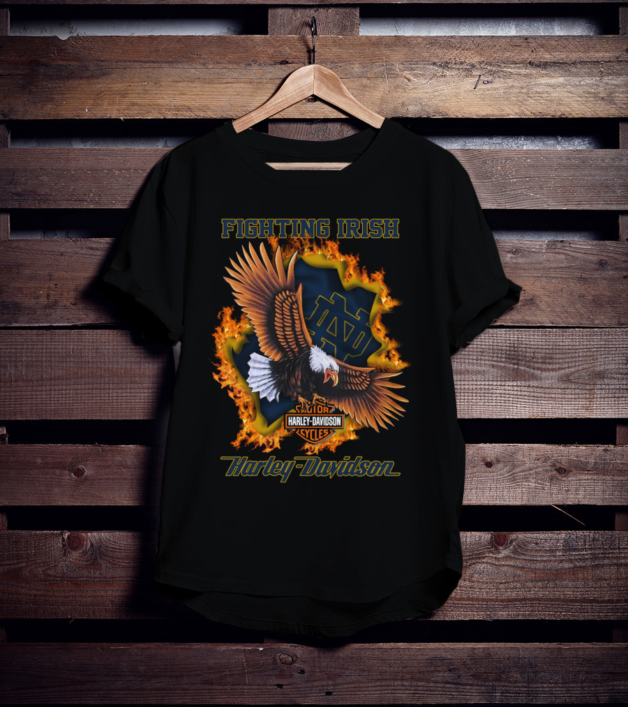 Fighting Irish Harley Davidson Ncaa Notre Dame 04.08 Eagle T-Shirt