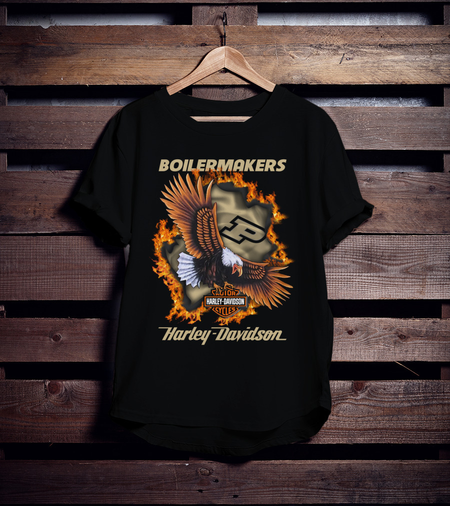 Boilermakers Harley Davidson Purdue Eagle And Flame T-Shirt
