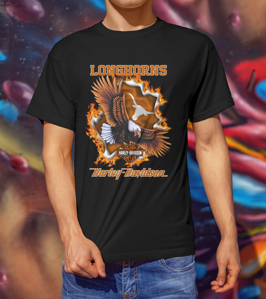 Longhorns Harley Davidson Ncaa Texas Longhorns Eagle T-Shirt