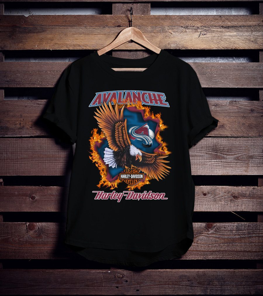 Avalanche Colorado Harley Davidson Nhl Eagle Flames T-Shirt
