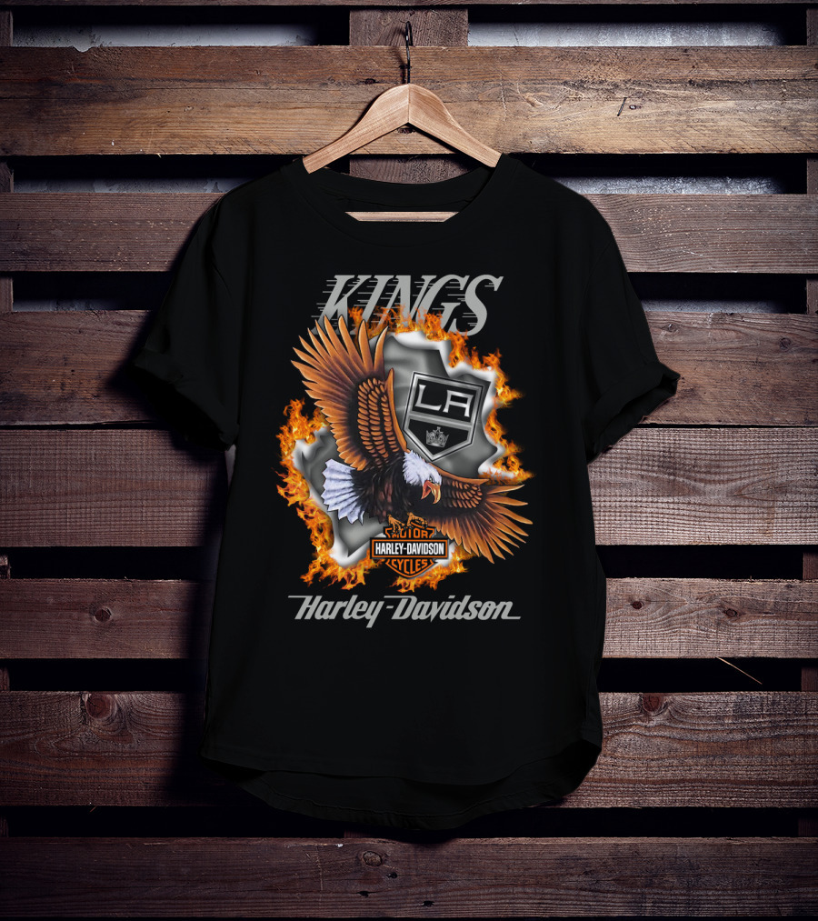 Harley Davidson Los Angeles Kings Nhl Eagle Flame T-Shirt
