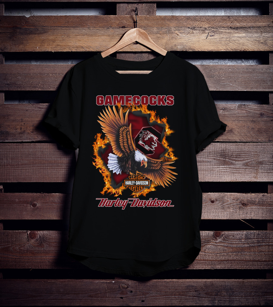 South Carolina Gamecocks Harley Davidson Cycles Ncaa 04.08 Eagle Flame T-Shirt