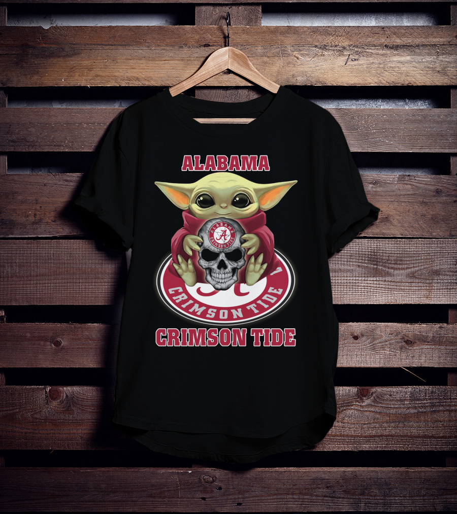 Alabama Crimson Tide Yd1404 Baby Alien Holding Skull T-Shirt