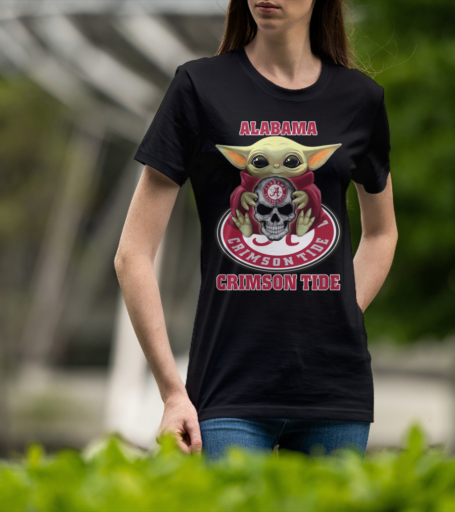 Alabama Crimson Tide Yd1404 Baby Alien Holding Skull T-Shirt