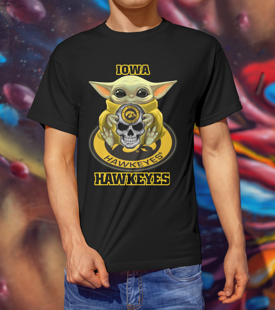 Iowa Hawkeyes Yd1404 Baby Alien With Skull T-Shirt