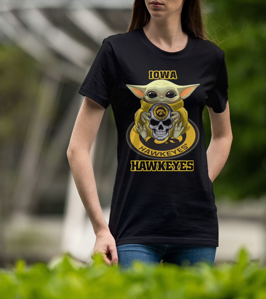 Iowa Hawkeyes Yd1404 Baby Alien With Skull T-Shirt