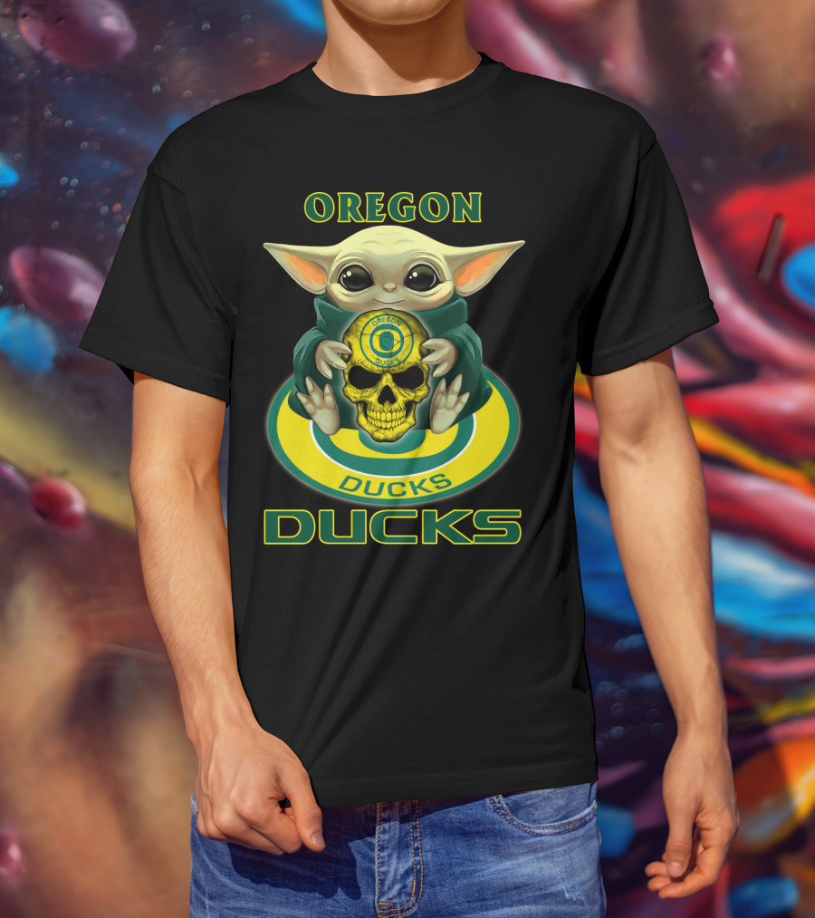Oregon Ducks Baby Alien Holding Skull T-Shirt
