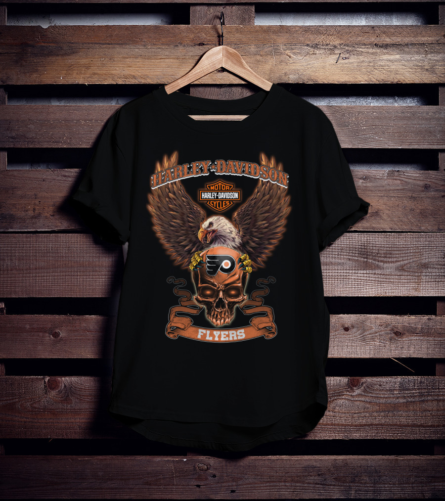 Harley Davidson Motor Cycles Eagle Skull Flyers T-Shirt