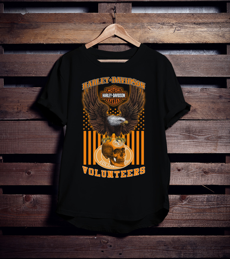 Harley Davidson Motor Cycles Eagle Skull Tennessee Volunteers T-Shirt