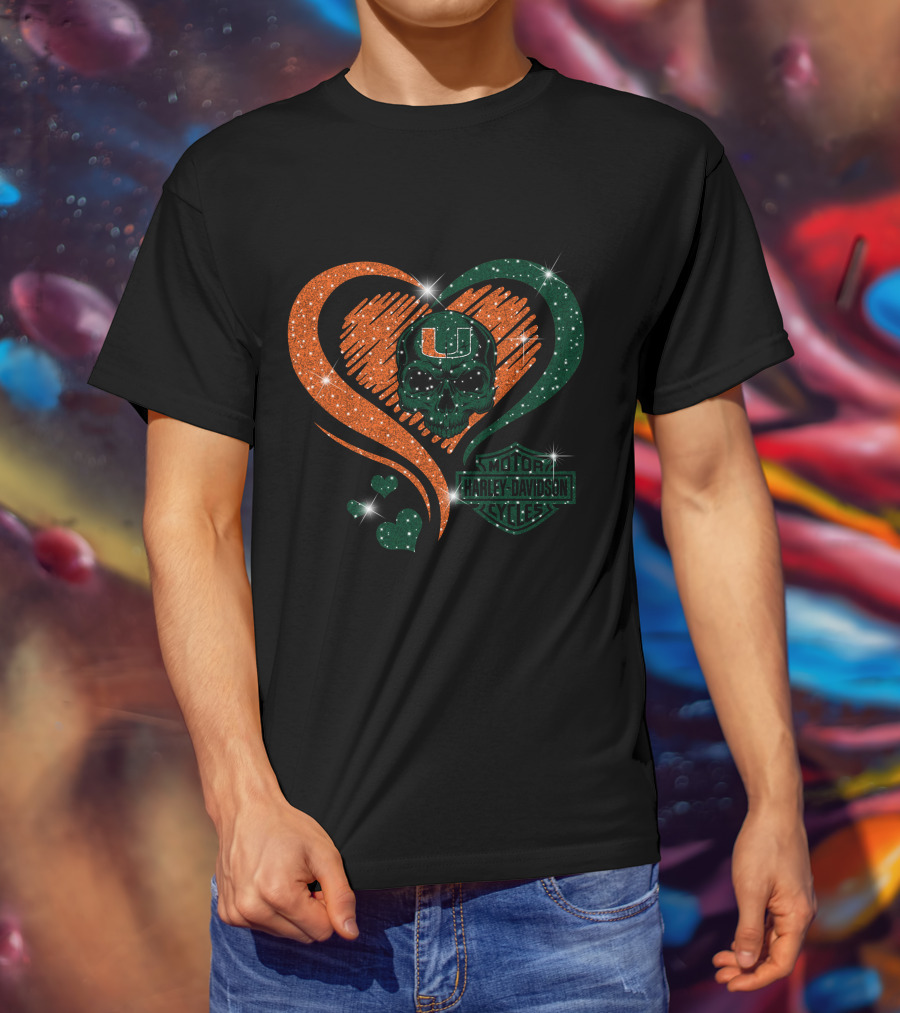 Ncaa Miami Hurricanes Heart Skull T-Shirt
