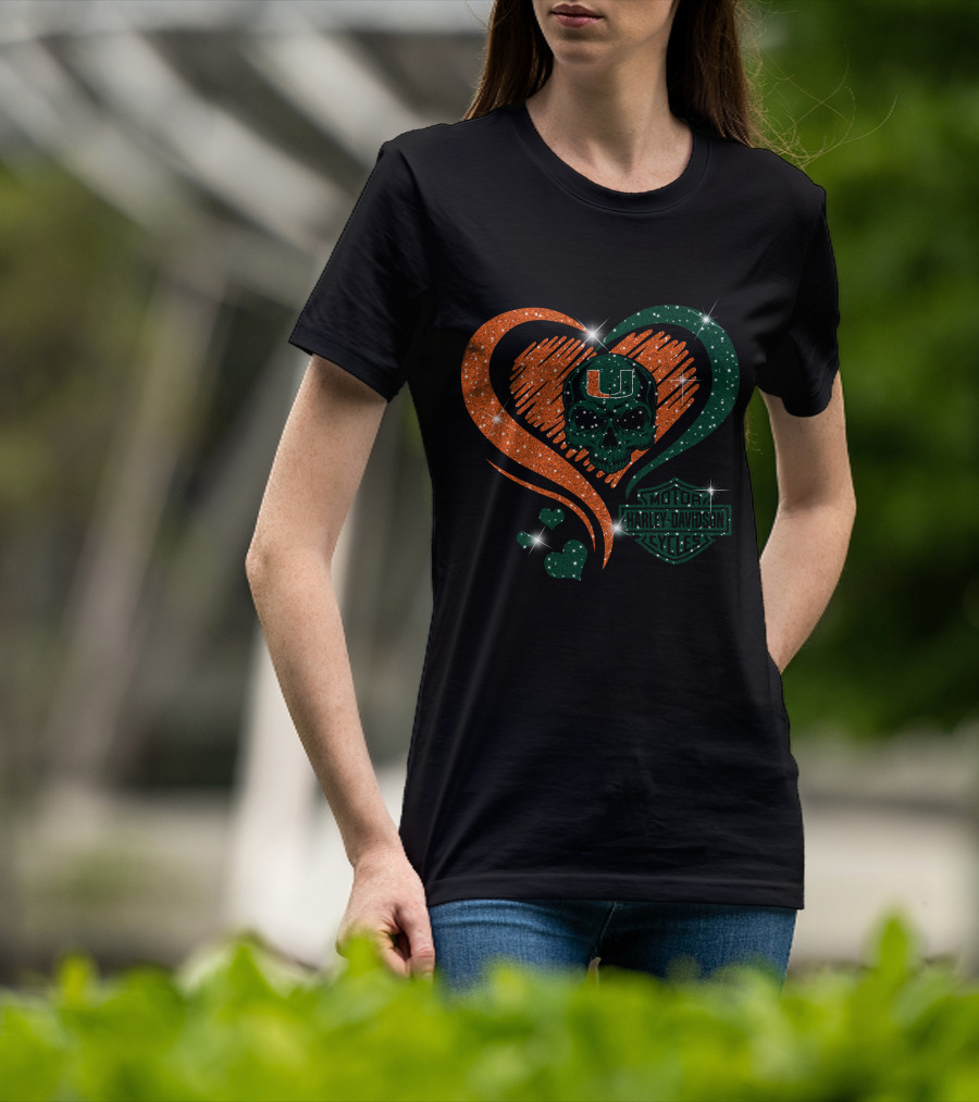 Ncaa Miami Hurricanes Heart Skull T-Shirt