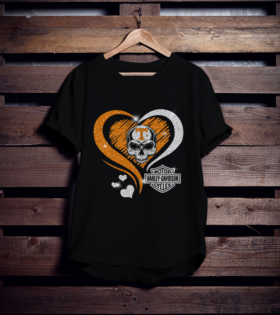 Tennessee Volunteers Skull Heart Harley Davidson T-Shirt