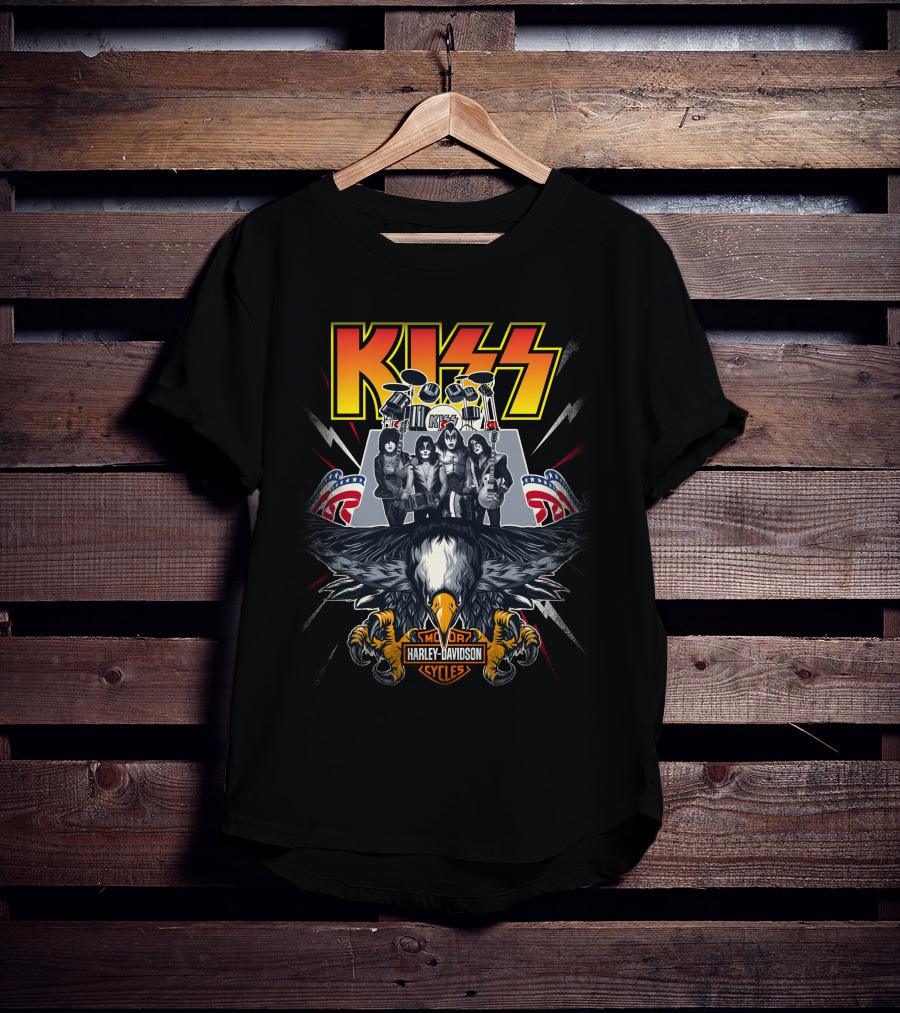 Kiss Harley Davidson Motorcycles American Eagle Band T-Shirt