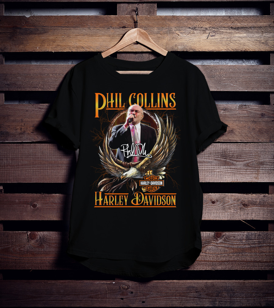 Phil Collins Harley Davidson Motor Cycles Eagle T-Shirt