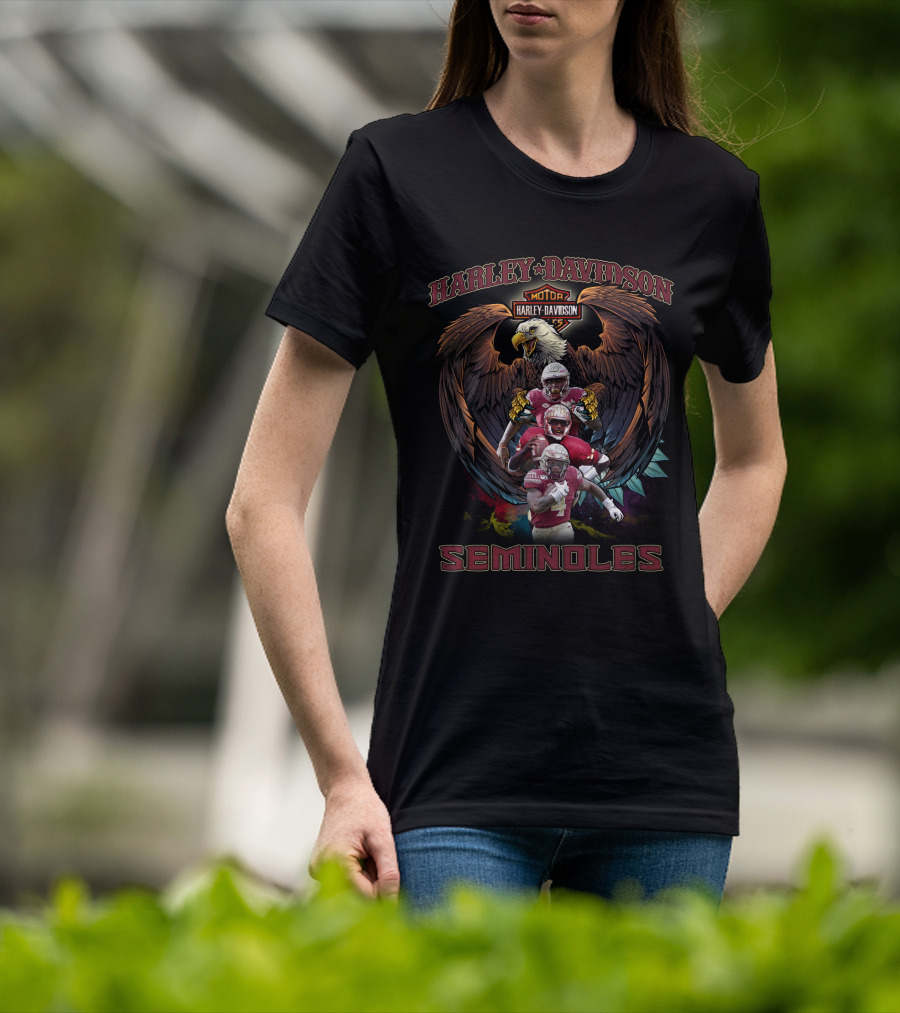 Harley Davidson Seminoles Florida State Football Players Bald Eagle T-Shirt