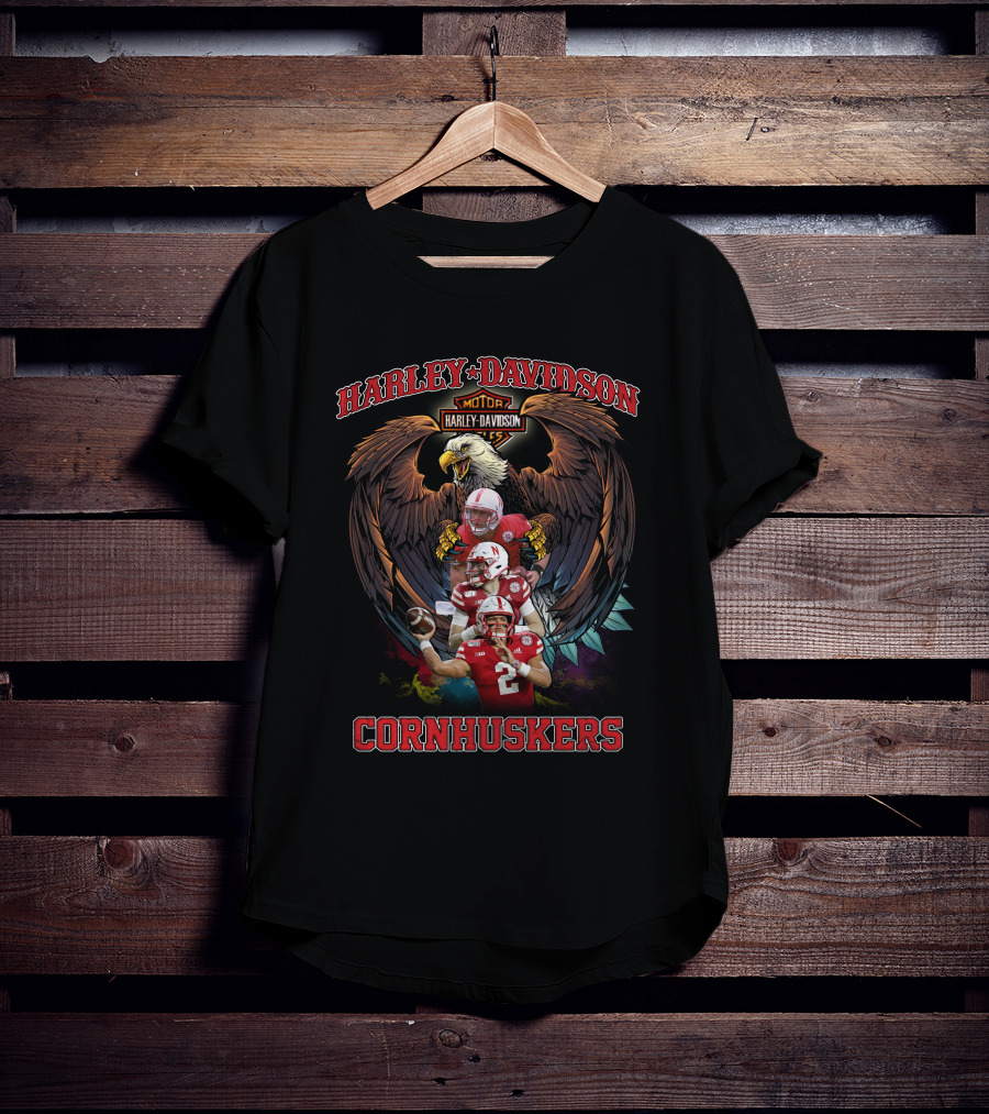 Harley Davidson Nebraska Cornhuskers Football Eagle T-Shirt