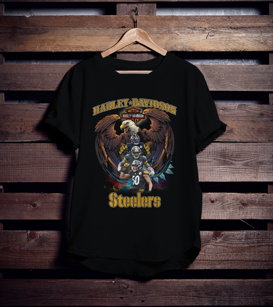 Harley Davidson Motor Cycles Eagle Pittsburgh Steelers T-Shirt