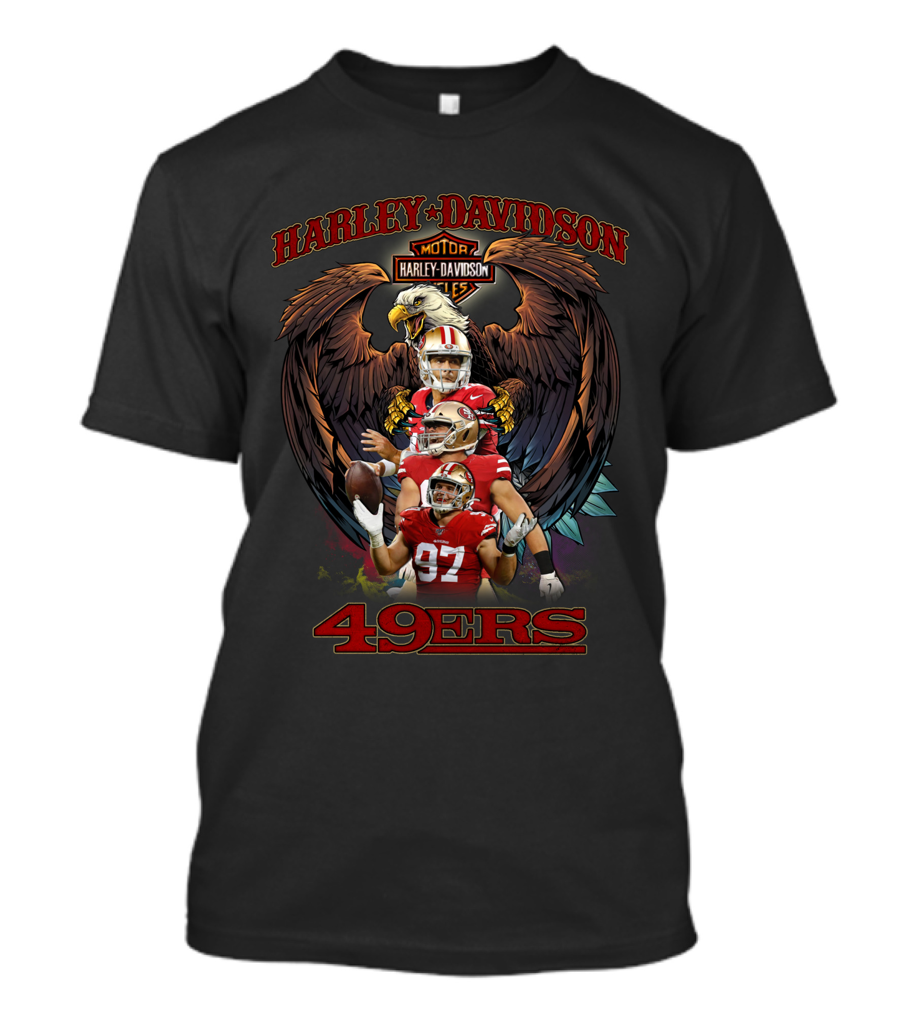 Harley Davidson 49ers San Francisco Football Players And Eagle T-Shirt