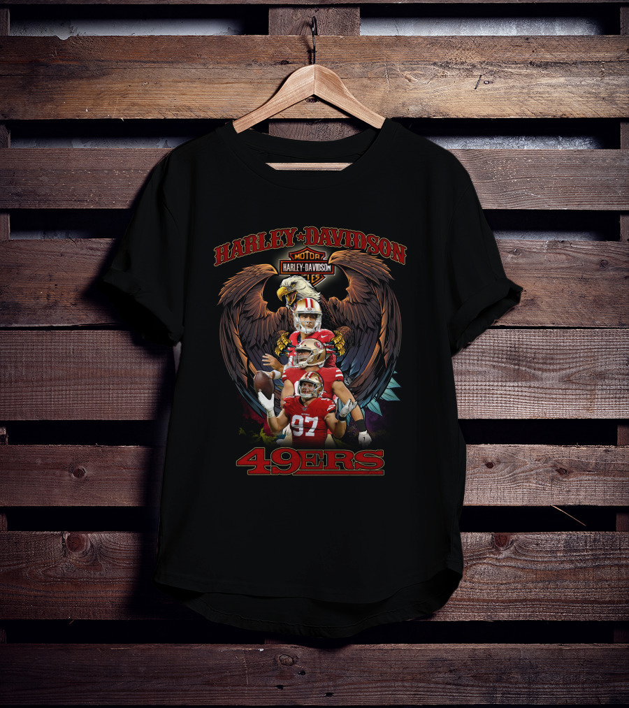 Harley Davidson 49ers San Francisco Football Players And Eagle T-Shirt