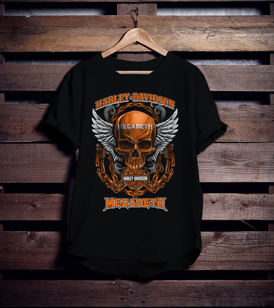 Harley Davidson Megadeth Motor Cycles Skull And Wings Hd2408 T-Shirt