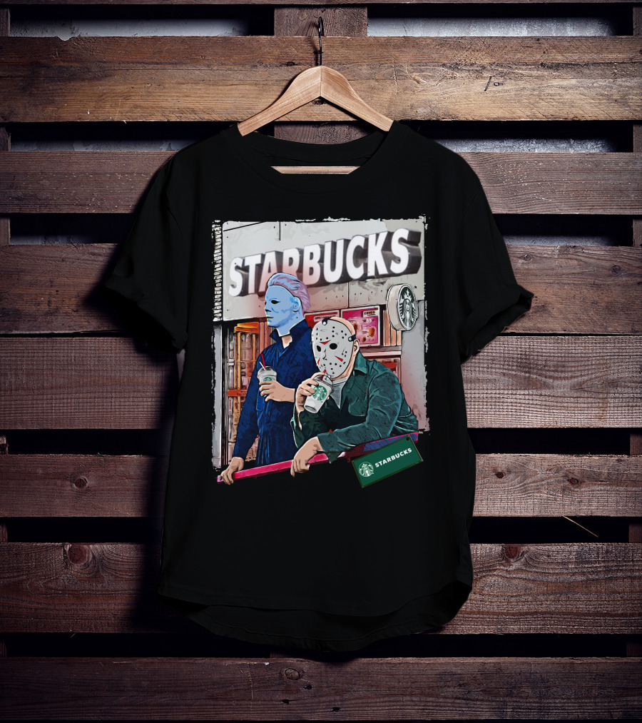 Starbucks Michael Myers Jason Voorhees Coffee Break T-Shirt