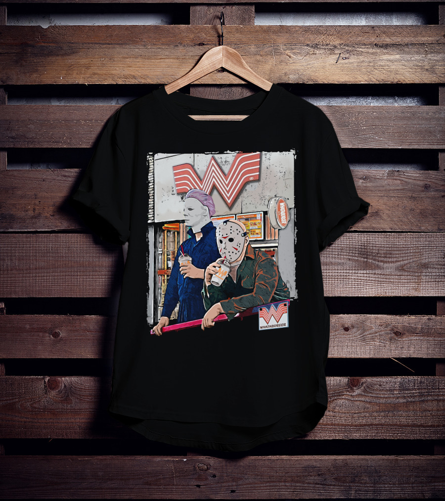 WAB HLW Whataburger Horror Icons With Michael And Hockey Mask T-Shirt