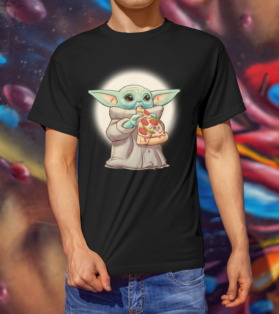 Yoda Eating Pizza Slice Adorable T-Shirt