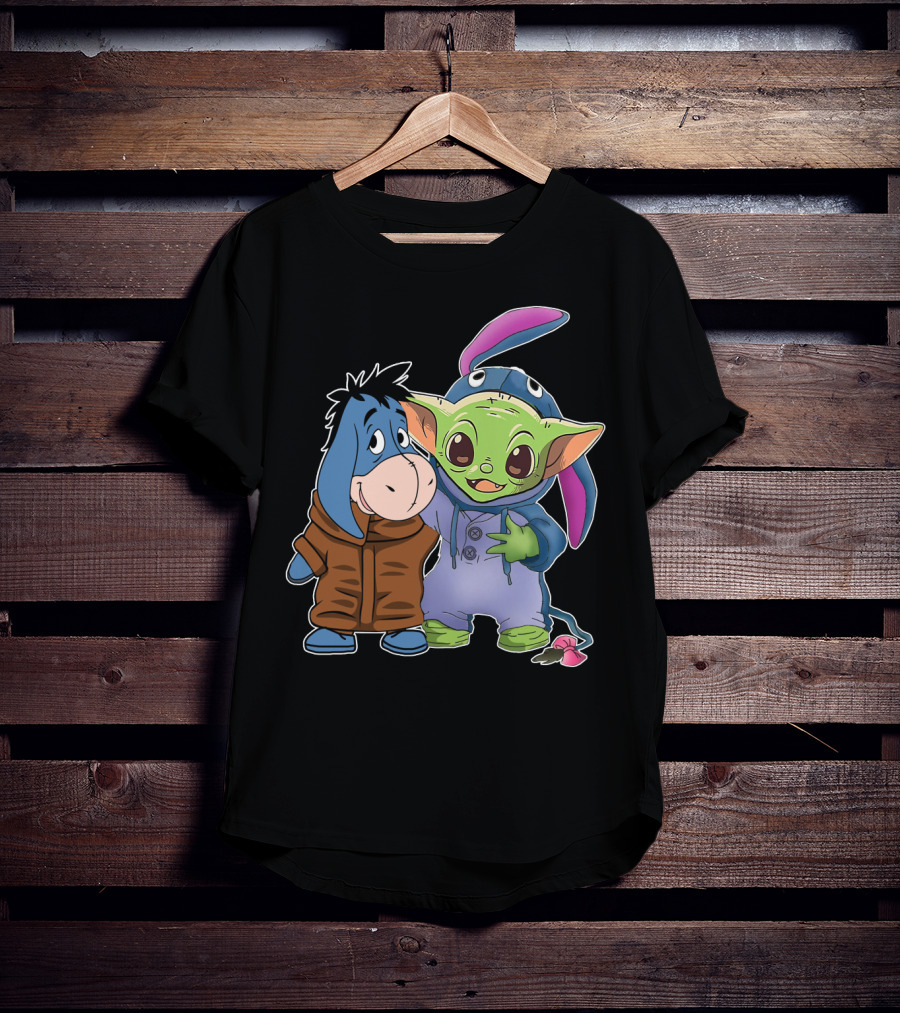 Eeyore And Baby Yoda In Stitch T-Shirt