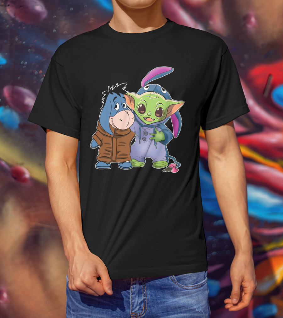 Eeyore And Baby Yoda In Stitch T-Shirt