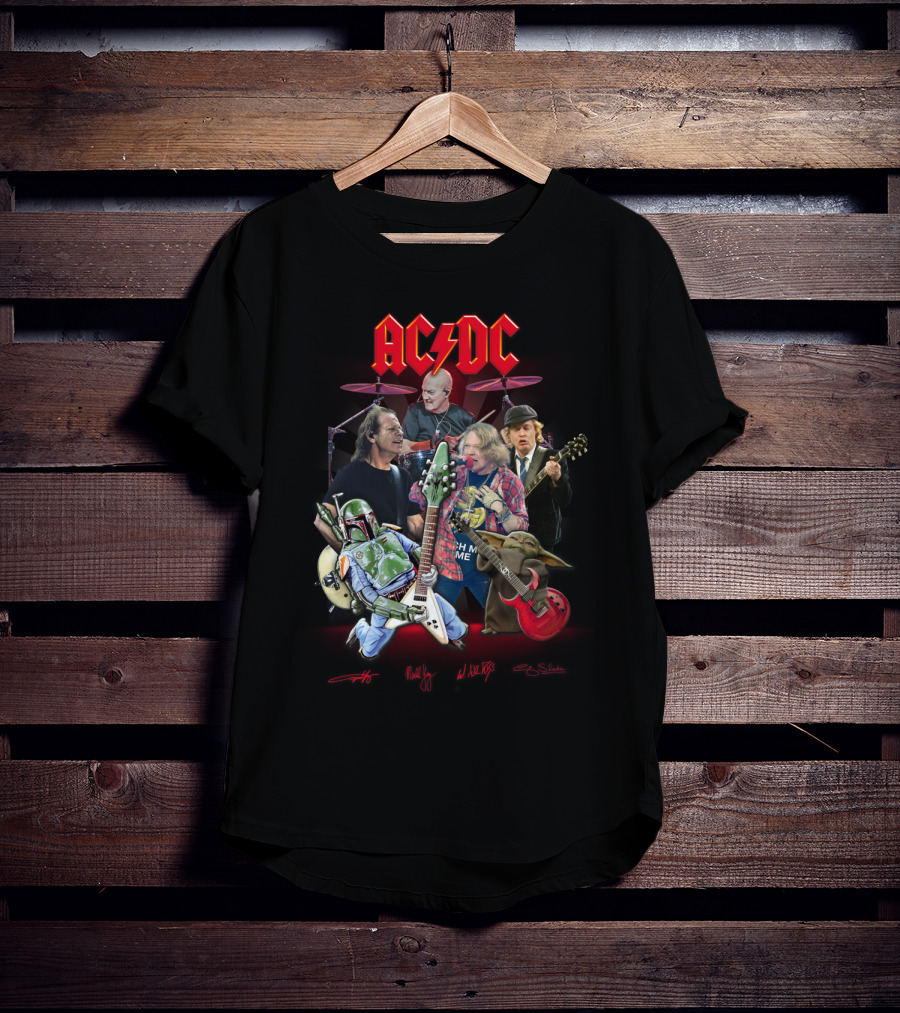Ac Dc Star Wars Crossover Featuring Boba Fett And Grogu T-Shirt