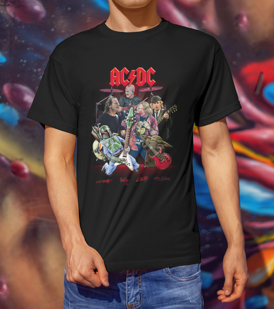 Ac Dc Star Wars Crossover Featuring Boba Fett And Grogu T-Shirt