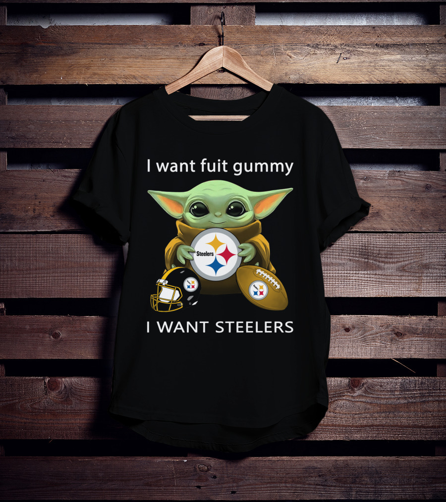 I Want Fuit Gummy I Want Steelers Baby Alien Star Steelers Football Helmet T-Shirt
