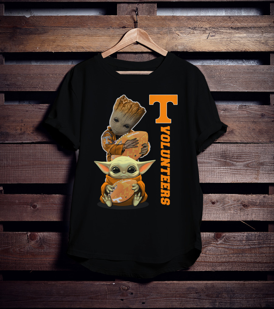Volunteers 41 Tv Groot Baby Yoda Football T-Shirt