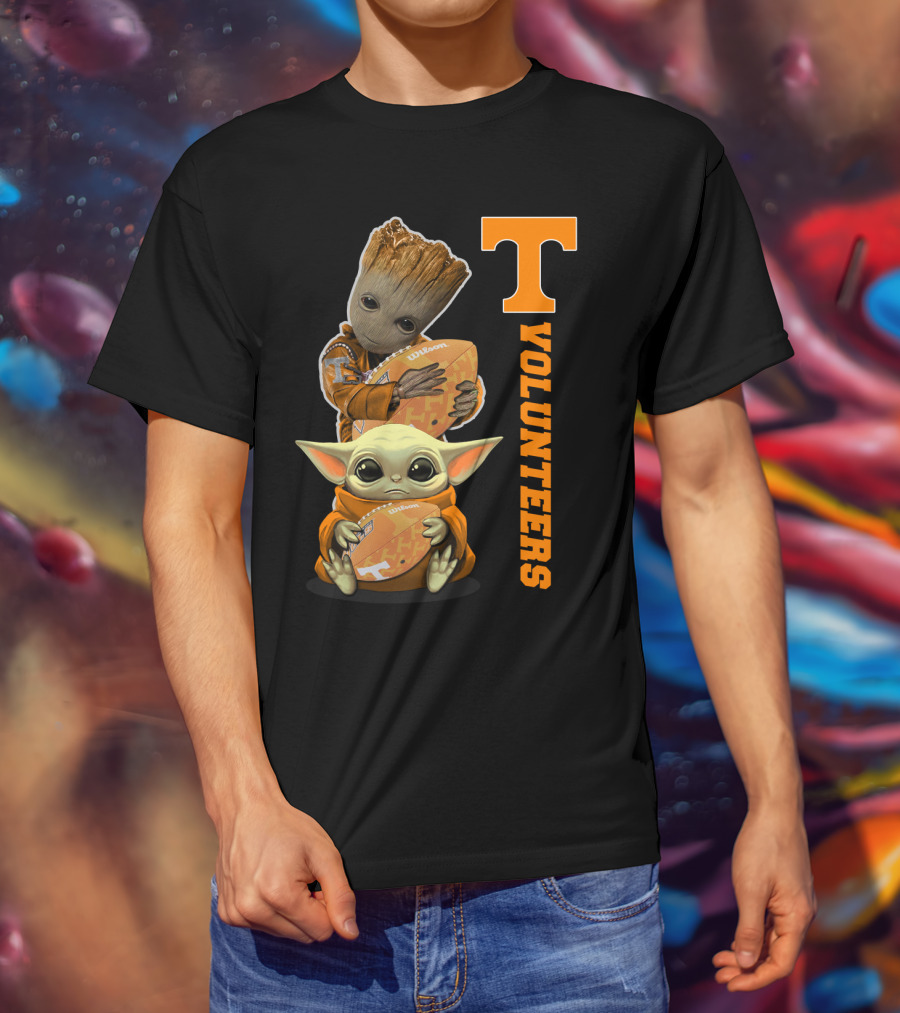 Volunteers 41 Tv Groot Baby Yoda Football T-Shirt