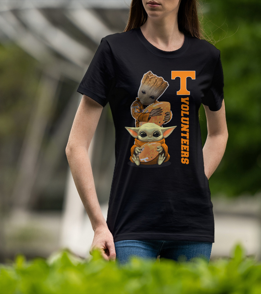 Volunteers 41 Tv Groot Baby Yoda Football T-Shirt