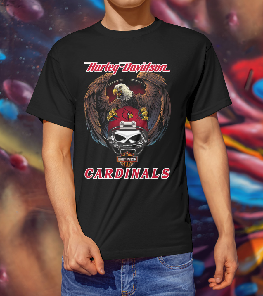 Harley Davidson Motorcycles Cardinals Eagle Ncaa T-Shirt