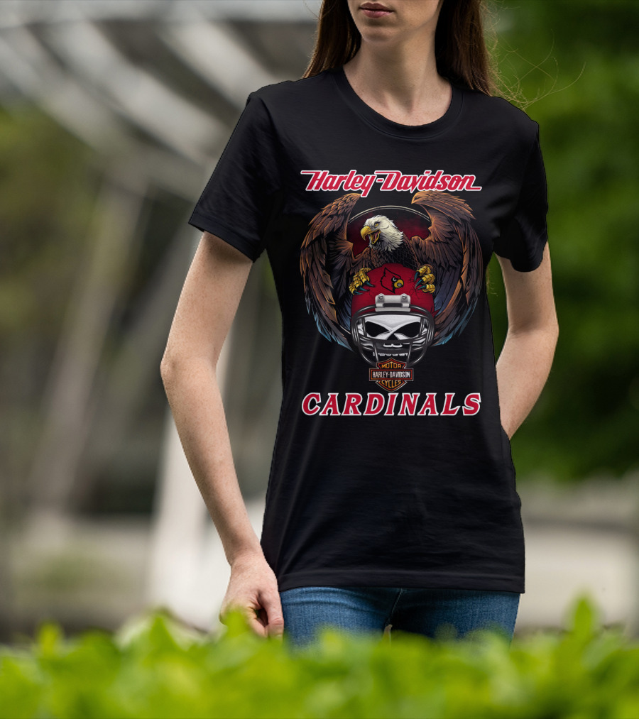 Harley Davidson Motorcycles Cardinals Eagle Ncaa T-Shirt
