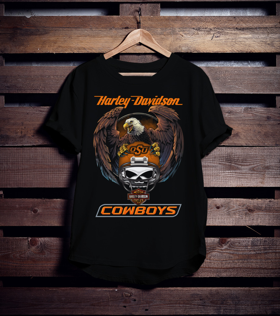 Harley Davidson Osu Cowboys Ncaa Eagles Helmet T-Shirt