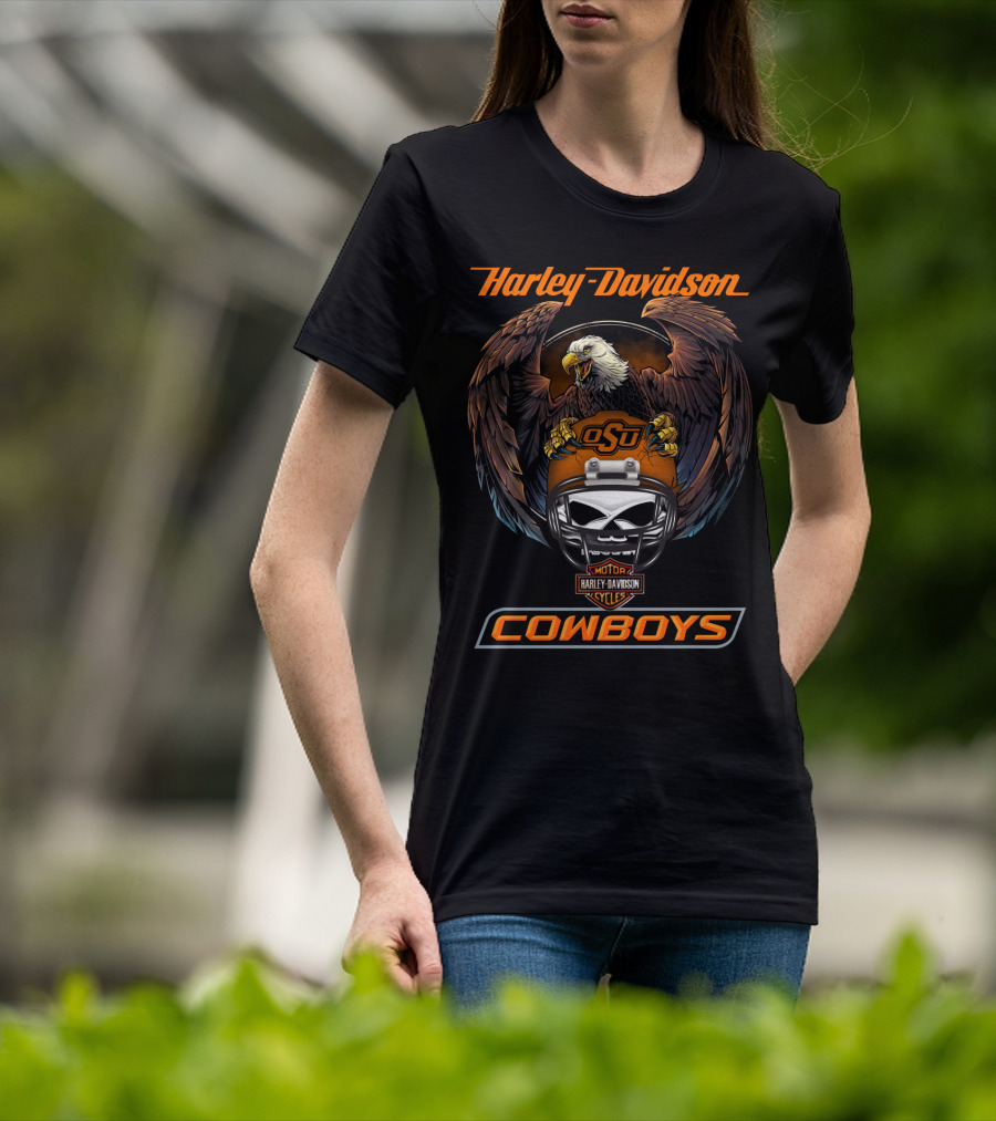 Harley Davidson Osu Cowboys Ncaa Eagles Helmet T-Shirt